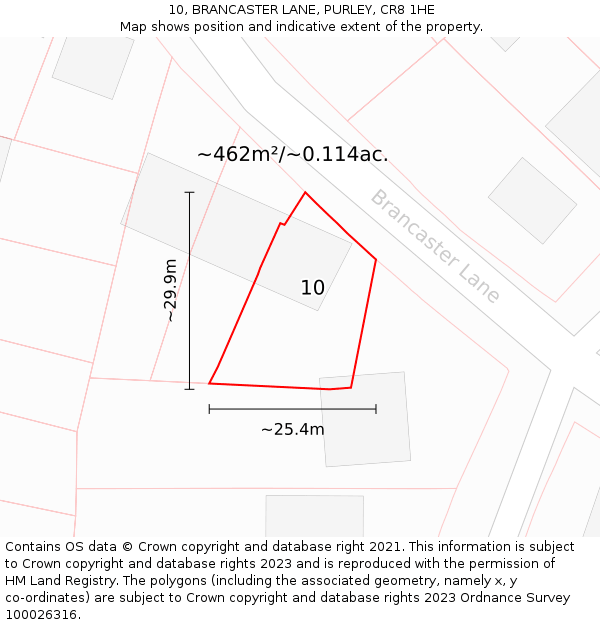 10, BRANCASTER LANE, PURLEY, CR8 1HE: Plot and title map