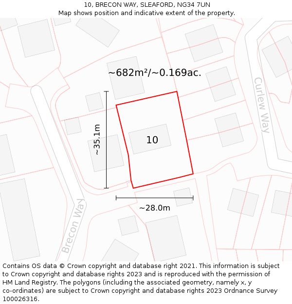 10, BRECON WAY, SLEAFORD, NG34 7UN: Plot and title map