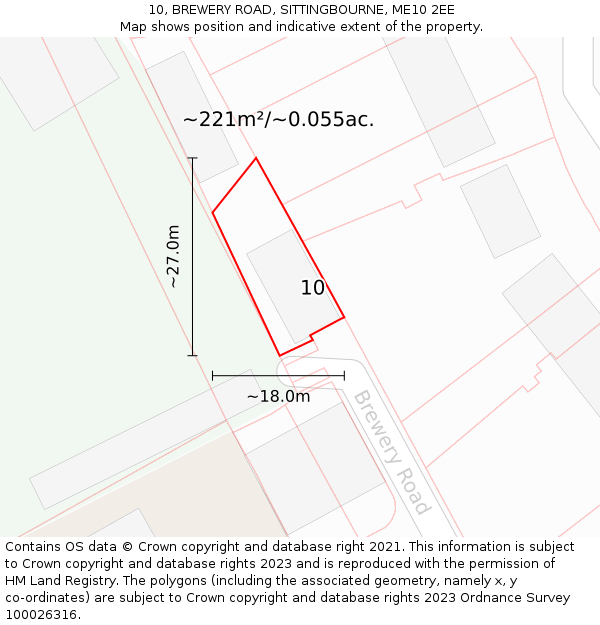 10, BREWERY ROAD, SITTINGBOURNE, ME10 2EE: Plot and title map