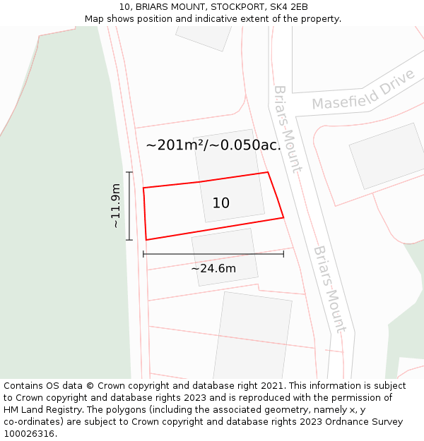 10, BRIARS MOUNT, STOCKPORT, SK4 2EB: Plot and title map