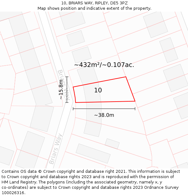 10, BRIARS WAY, RIPLEY, DE5 3PZ: Plot and title map