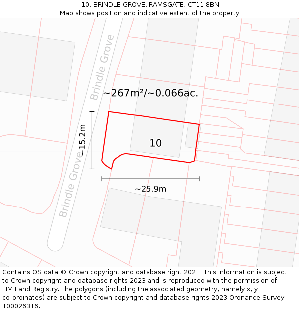 10, BRINDLE GROVE, RAMSGATE, CT11 8BN: Plot and title map