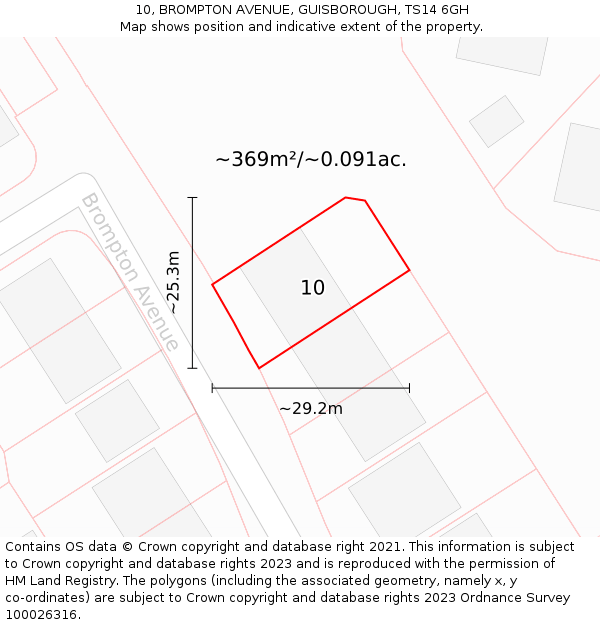 10, BROMPTON AVENUE, GUISBOROUGH, TS14 6GH: Plot and title map