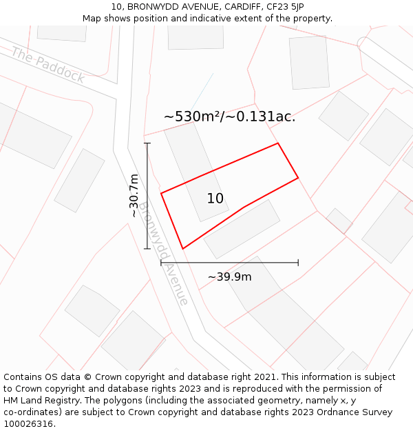 10, BRONWYDD AVENUE, CARDIFF, CF23 5JP: Plot and title map
