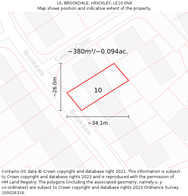 10, BROOKDALE, HINCKLEY, LE10 0NX: Plot and title map