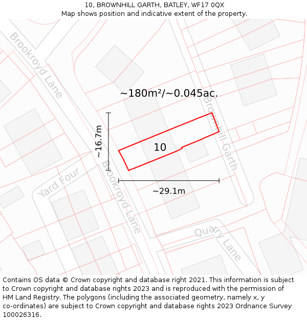 10, BROWNHILL GARTH, BATLEY, WF17 0QX: Plot and title map