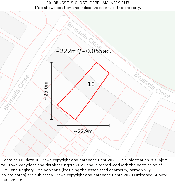 10, BRUSSELS CLOSE, DEREHAM, NR19 1UR: Plot and title map