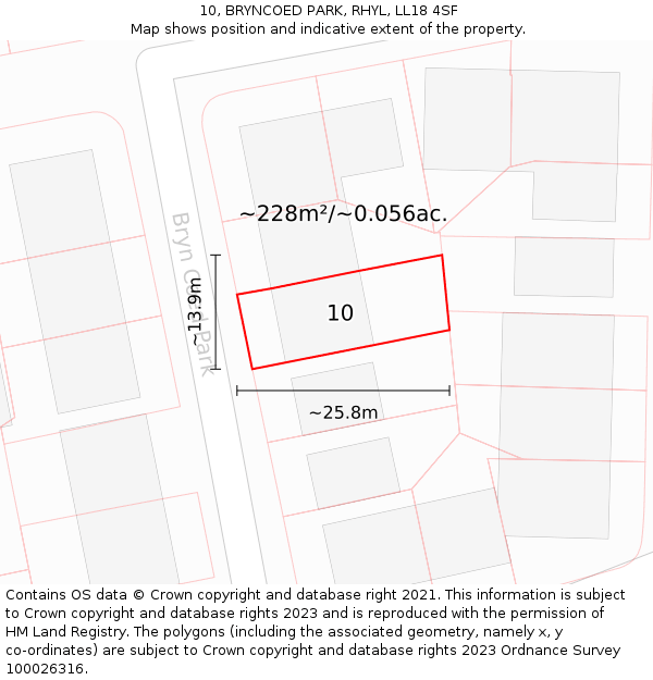 10, BRYNCOED PARK, RHYL, LL18 4SF: Plot and title map