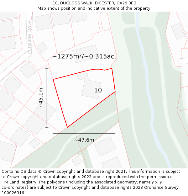 10, BUGLOSS WALK, BICESTER, OX26 3EB: Plot and title map