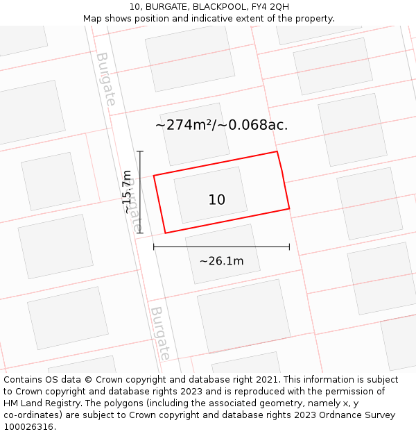 10, BURGATE, BLACKPOOL, FY4 2QH: Plot and title map