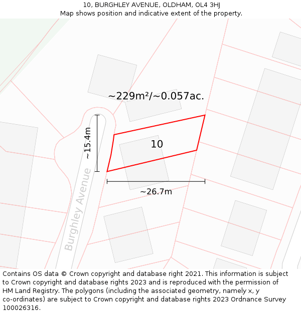 10, BURGHLEY AVENUE, OLDHAM, OL4 3HJ: Plot and title map