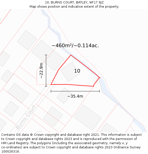 10, BURNS COURT, BATLEY, WF17 9JZ: Plot and title map