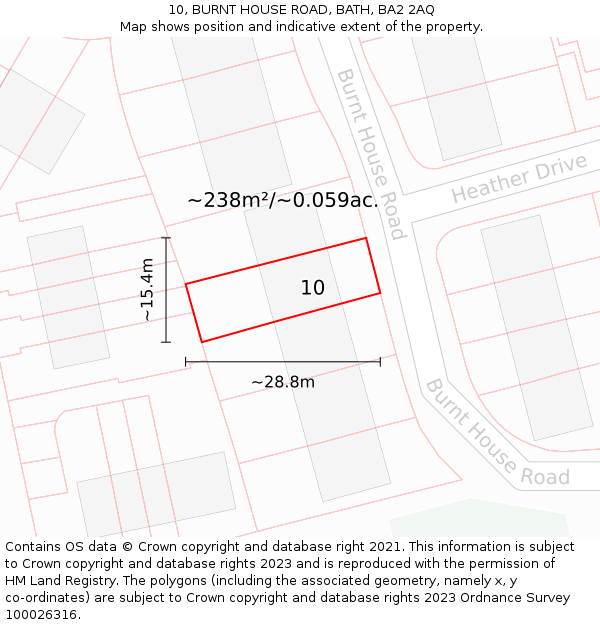 10, BURNT HOUSE ROAD, BATH, BA2 2AQ: Plot and title map