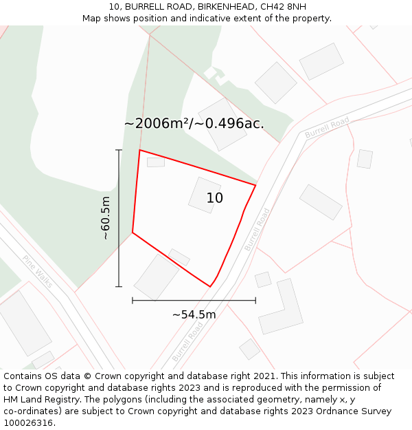 10, BURRELL ROAD, BIRKENHEAD, CH42 8NH: Plot and title map