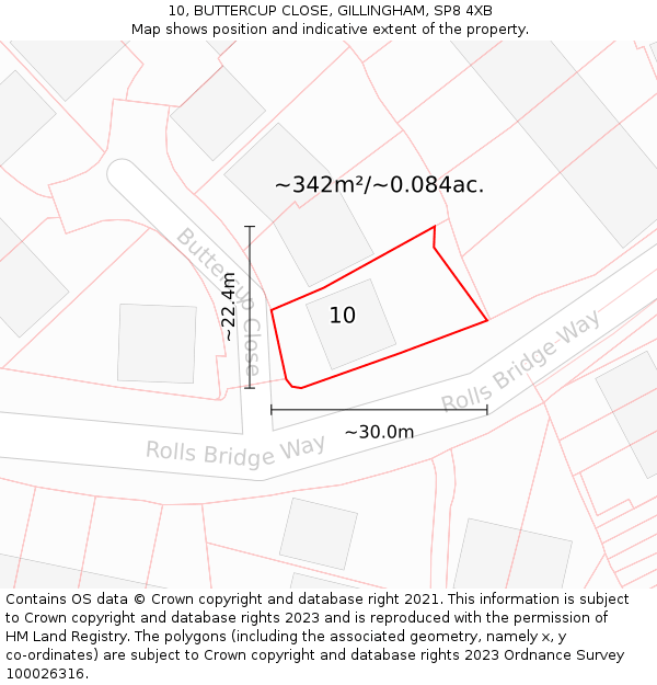 10, BUTTERCUP CLOSE, GILLINGHAM, SP8 4XB: Plot and title map