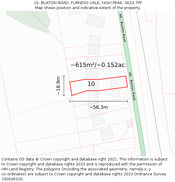 10, BUXTON ROAD, FURNESS VALE, HIGH PEAK, SK23 7PF: Plot and title map