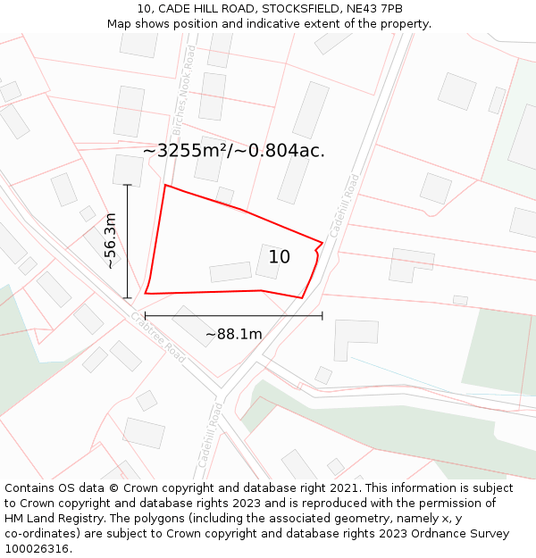 10, CADE HILL ROAD, STOCKSFIELD, NE43 7PB: Plot and title map