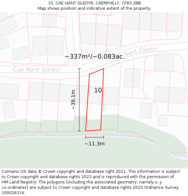 10, CAE NANT GLEDYR, CAERPHILLY, CF83 2BB: Plot and title map