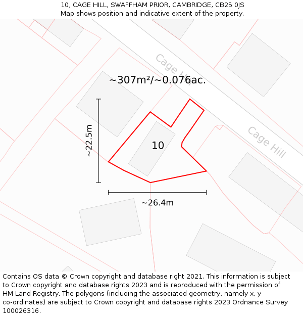 10, CAGE HILL, SWAFFHAM PRIOR, CAMBRIDGE, CB25 0JS: Plot and title map