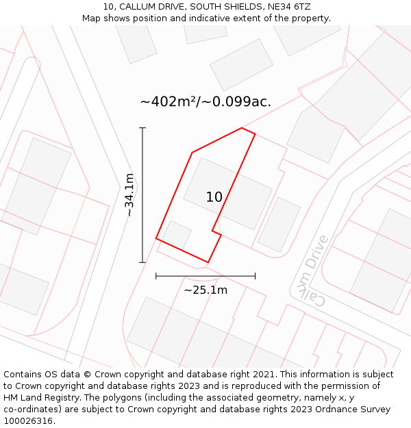 10, CALLUM DRIVE, SOUTH SHIELDS, NE34 6TZ: Plot and title map