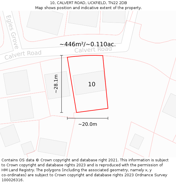 10, CALVERT ROAD, UCKFIELD, TN22 2DB: Plot and title map
