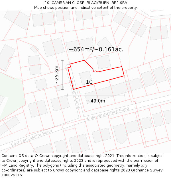 10, CAMBRIAN CLOSE, BLACKBURN, BB1 9RA: Plot and title map