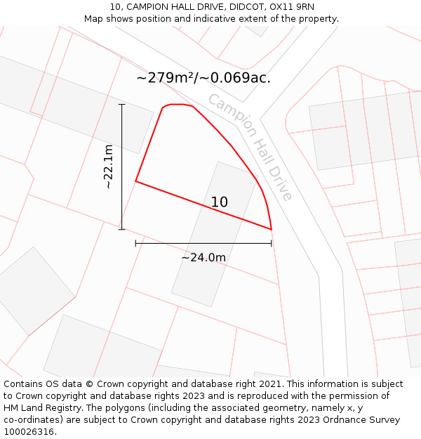 10, CAMPION HALL DRIVE, DIDCOT, OX11 9RN: Plot and title map