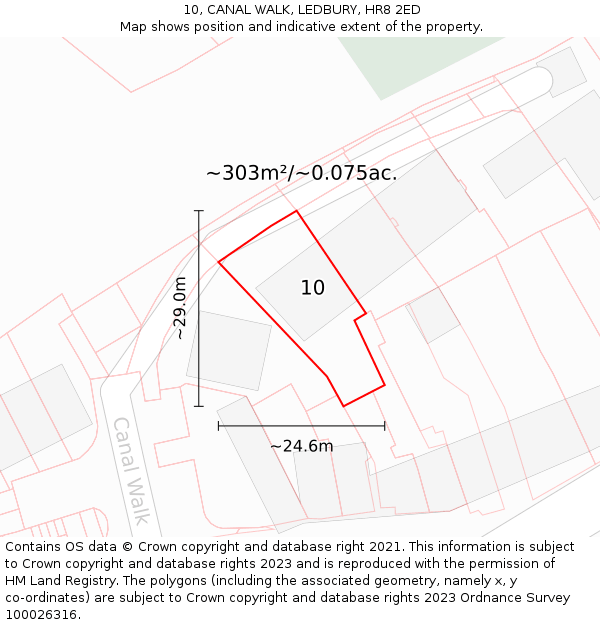 10, CANAL WALK, LEDBURY, HR8 2ED: Plot and title map