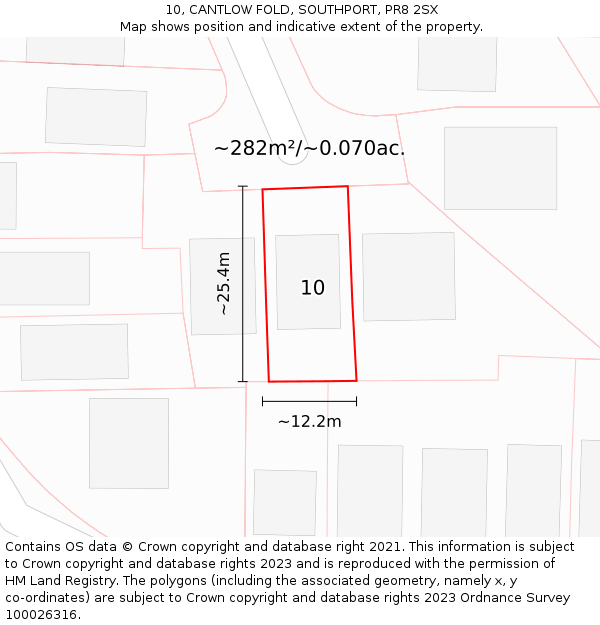 10, CANTLOW FOLD, SOUTHPORT, PR8 2SX: Plot and title map