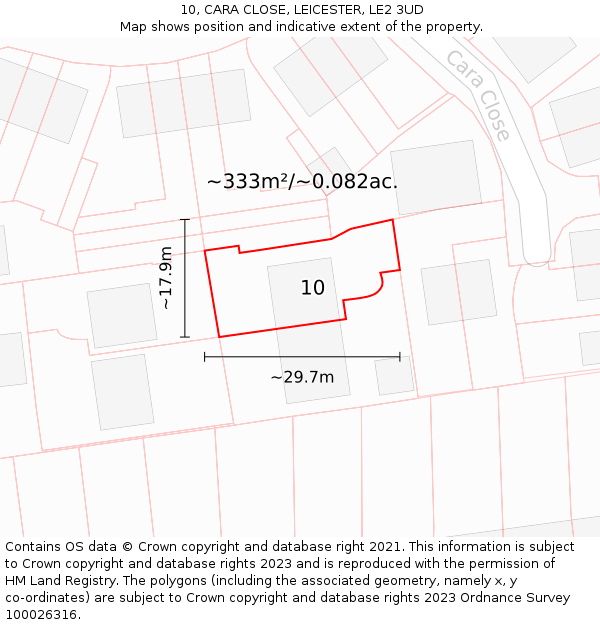10, CARA CLOSE, LEICESTER, LE2 3UD: Plot and title map
