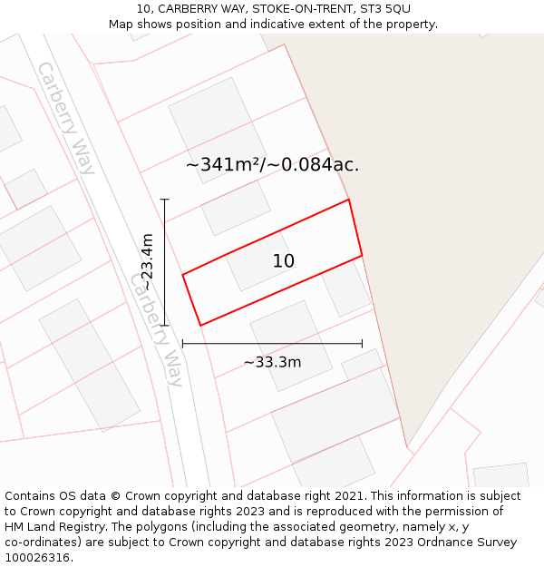 10, CARBERRY WAY, STOKE-ON-TRENT, ST3 5QU: Plot and title map