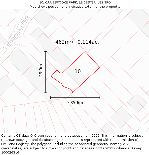 10, CARISBROOKE PARK, LEICESTER, LE2 3PQ: Plot and title map