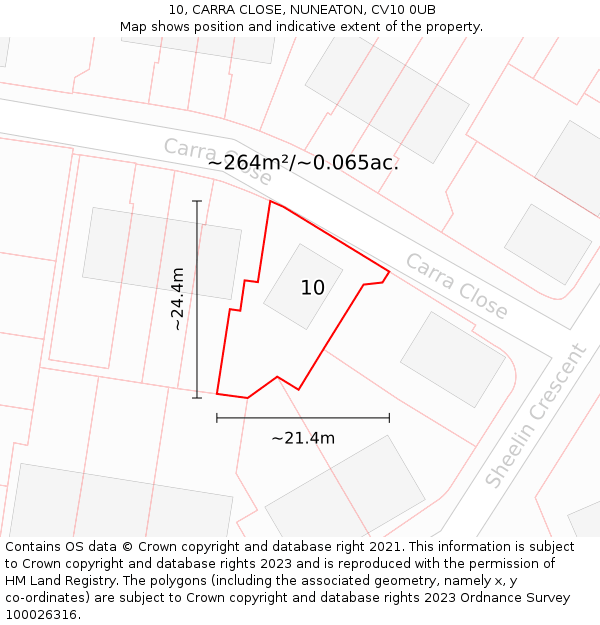 10, CARRA CLOSE, NUNEATON, CV10 0UB: Plot and title map