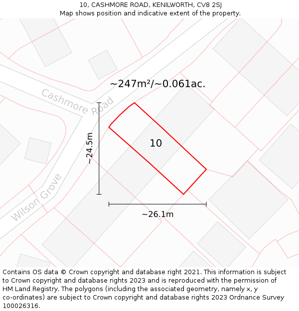 10, CASHMORE ROAD, KENILWORTH, CV8 2SJ: Plot and title map