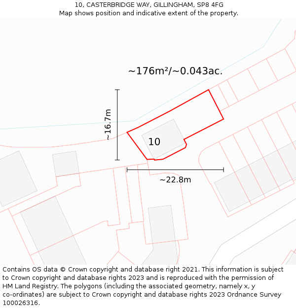 10, CASTERBRIDGE WAY, GILLINGHAM, SP8 4FG: Plot and title map