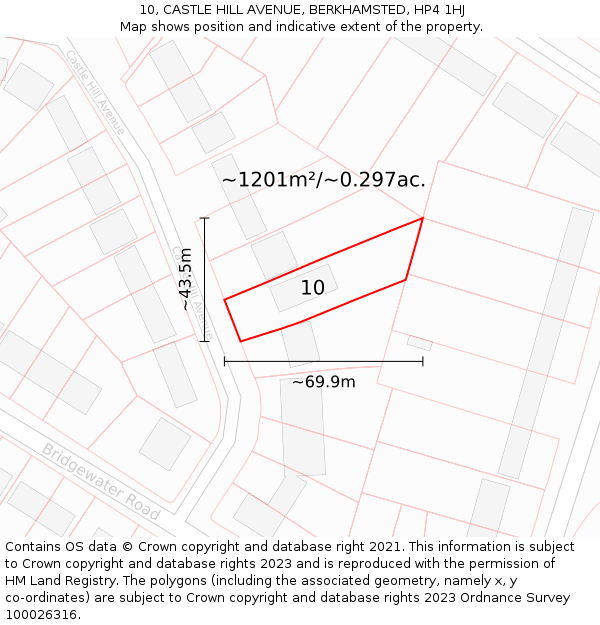 10, CASTLE HILL AVENUE, BERKHAMSTED, HP4 1HJ: Plot and title map