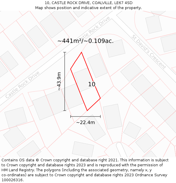 10, CASTLE ROCK DRIVE, COALVILLE, LE67 4SD: Plot and title map