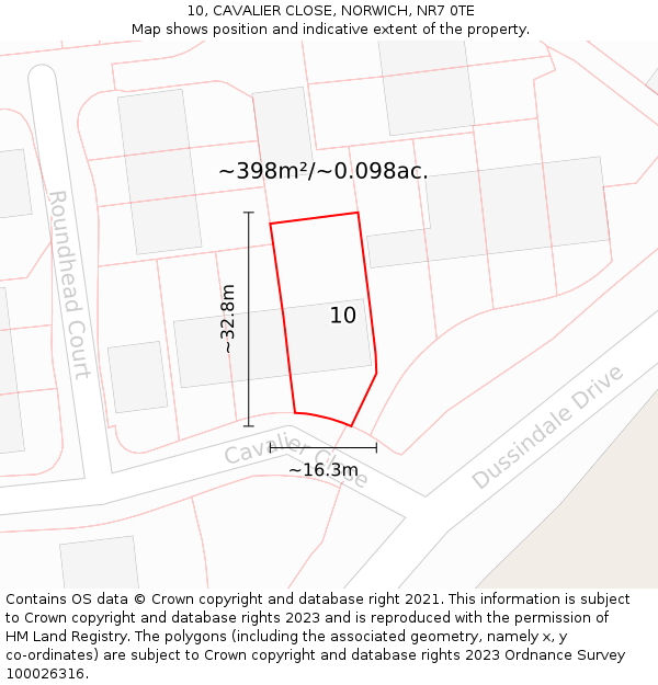 10, CAVALIER CLOSE, NORWICH, NR7 0TE: Plot and title map
