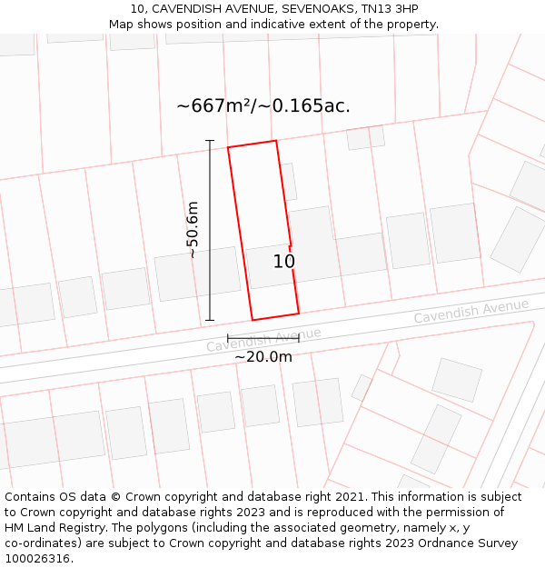 10, CAVENDISH AVENUE, SEVENOAKS, TN13 3HP: Plot and title map