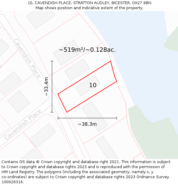 10, CAVENDISH PLACE, STRATTON AUDLEY, BICESTER, OX27 9BN: Plot and title map