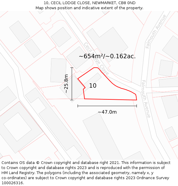 10, CECIL LODGE CLOSE, NEWMARKET, CB8 0ND: Plot and title map