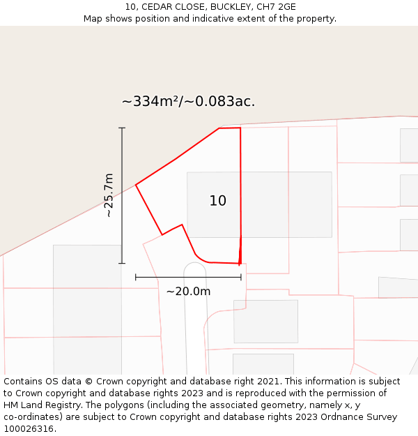 10, CEDAR CLOSE, BUCKLEY, CH7 2GE: Plot and title map
