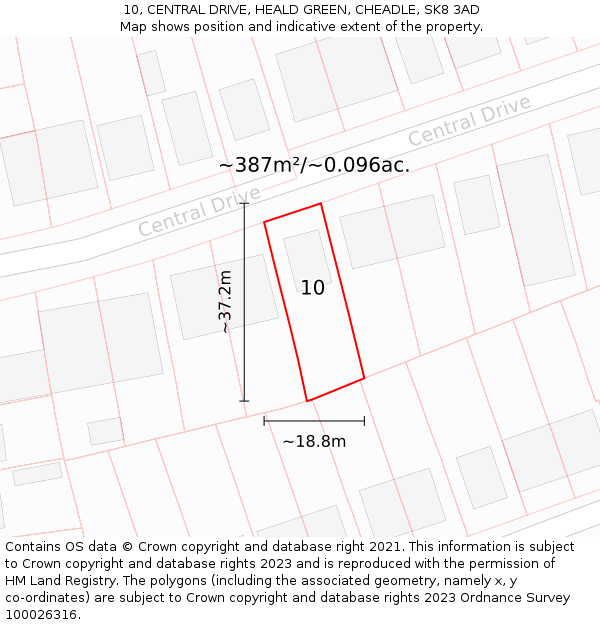 10, CENTRAL DRIVE, HEALD GREEN, CHEADLE, SK8 3AD: Plot and title map