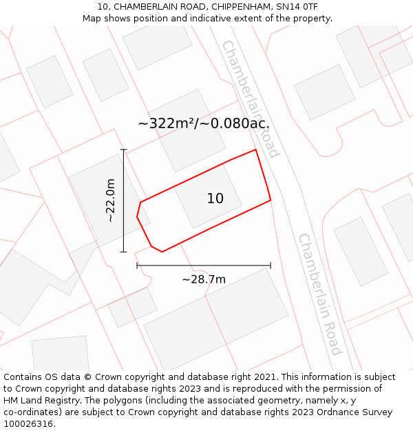 10, CHAMBERLAIN ROAD, CHIPPENHAM, SN14 0TF: Plot and title map