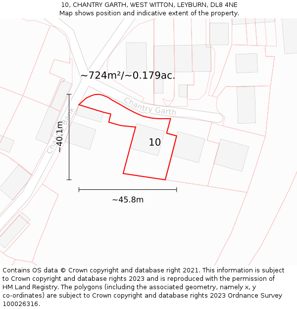 10, CHANTRY GARTH, WEST WITTON, LEYBURN, DL8 4NE: Plot and title map