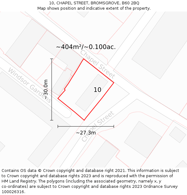 10, CHAPEL STREET, BROMSGROVE, B60 2BQ: Plot and title map