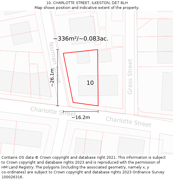 10, CHARLOTTE STREET, ILKESTON, DE7 8LH: Plot and title map
