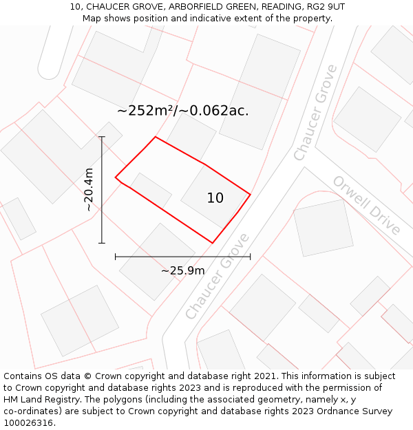 10, CHAUCER GROVE, ARBORFIELD GREEN, READING, RG2 9UT: Plot and title map