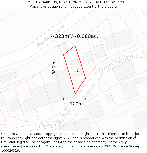 10, CHENEY GARDENS, MIDDLETON CHENEY, BANBURY, OX17 2ST: Plot and title map