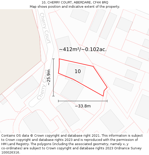 10, CHERRY COURT, ABERDARE, CF44 8RQ: Plot and title map